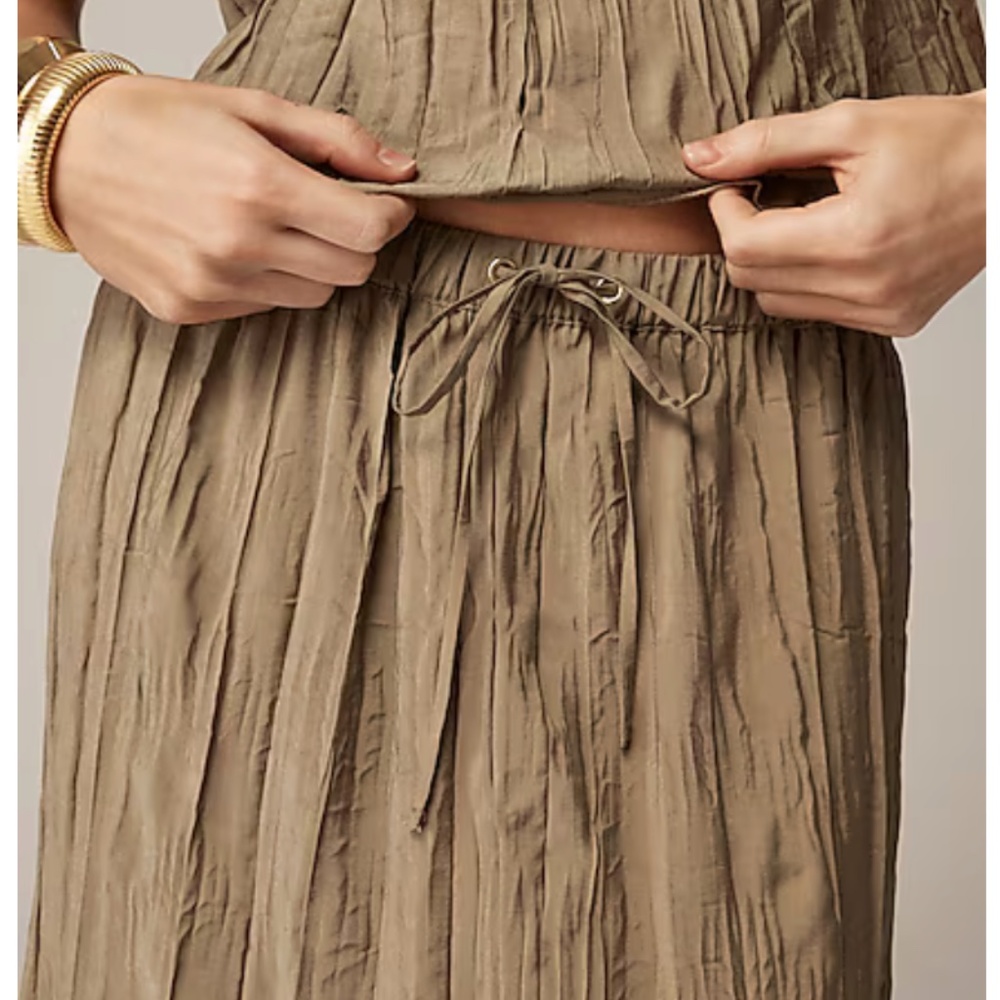 NWT J. Crew Crinkled Drawstring Midi Skirt in Black size XS - Picture 3 of 6